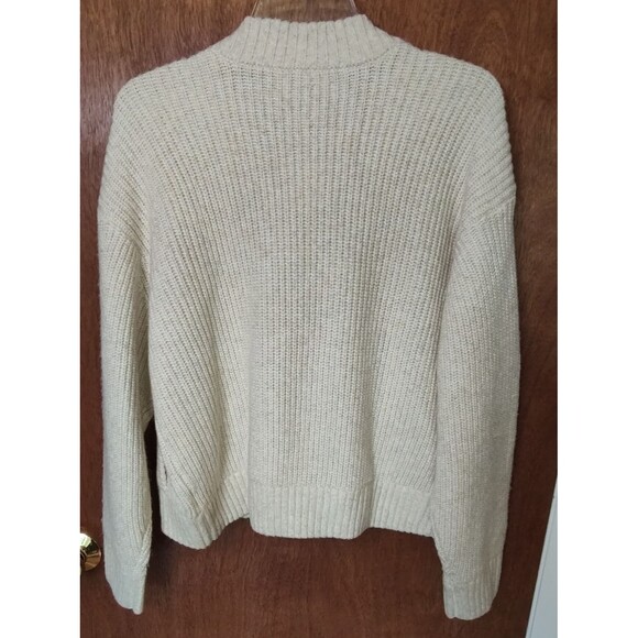 NWT American Eagle sz M cream full zip sweater cardigan w/ pockets long sleeves - Picture 11 of 11